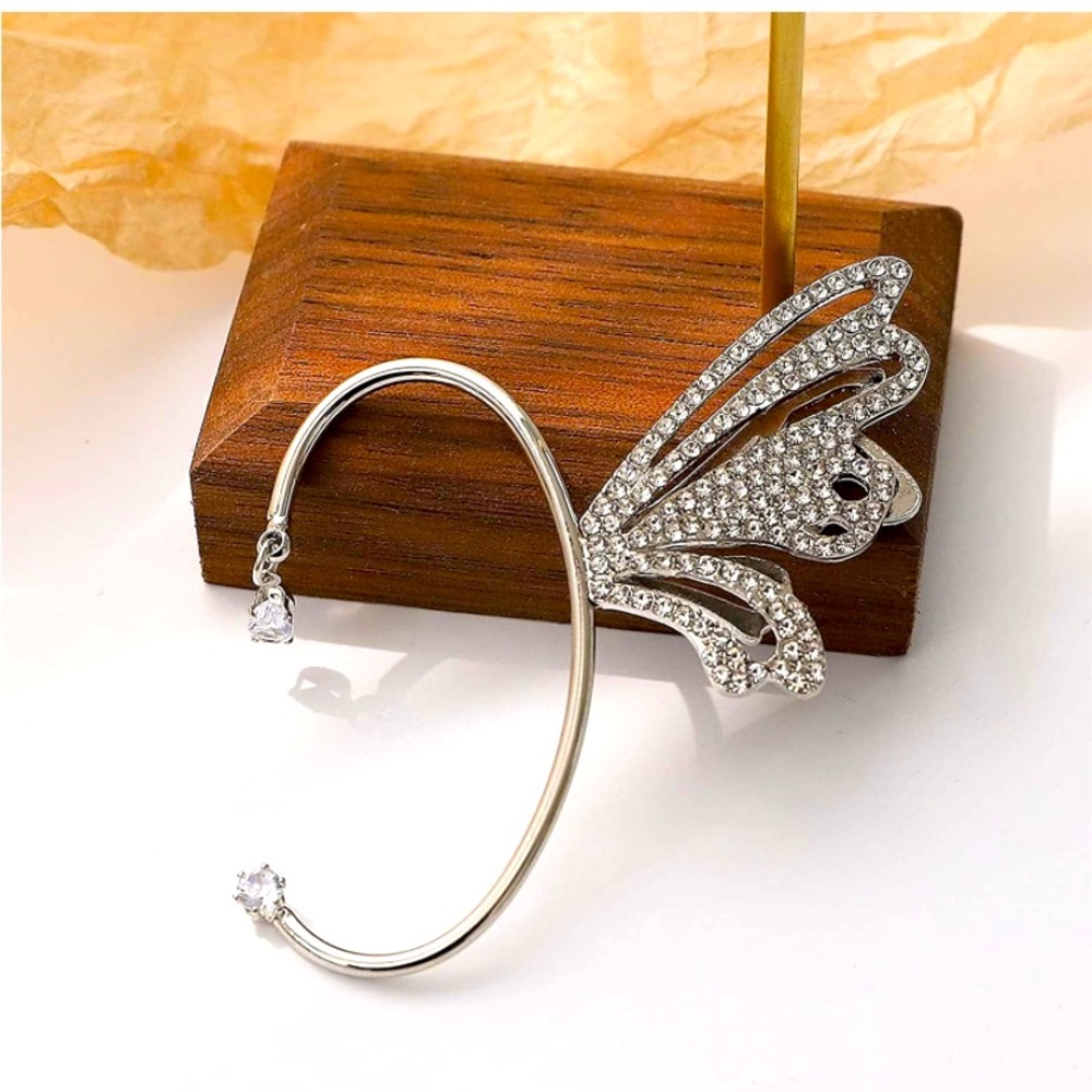 Shimmering Silver Pavé Butterfly Fairy Goddess Festival Ear Cuff - Picture 7 of 7